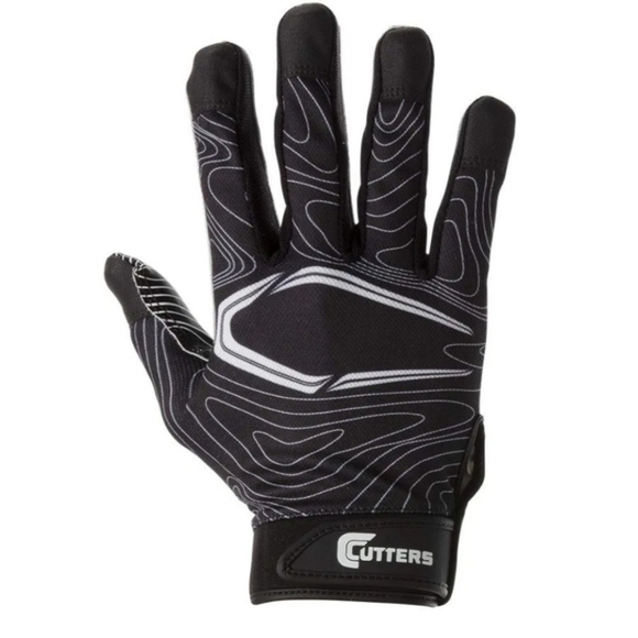 Cutters Game Day Receiver Youth Sports Gloves Black Topo - Picture 3 of 15